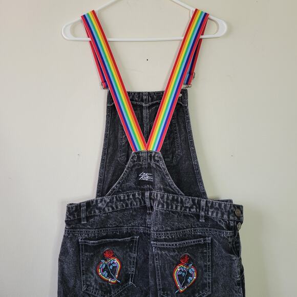 Lazer Kitten x Forever 21 Distressed Rainbow Overall Jeans Pride - Picture 4 of 4